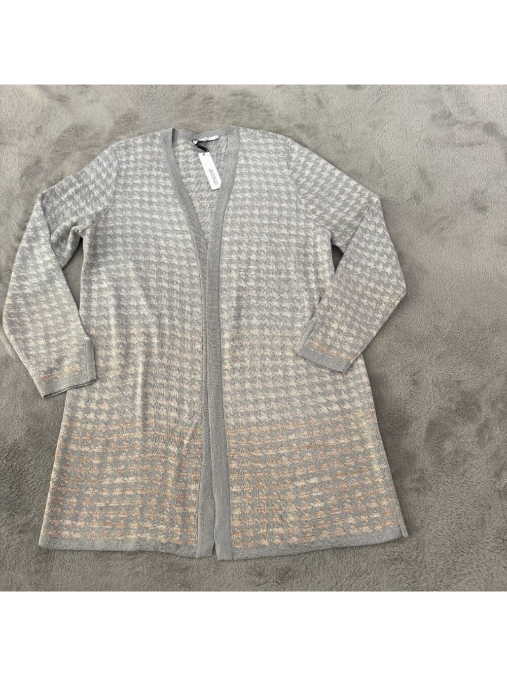 NWT Chico's Houndstooth Sweater Cardigan Womens 2 US Large 12